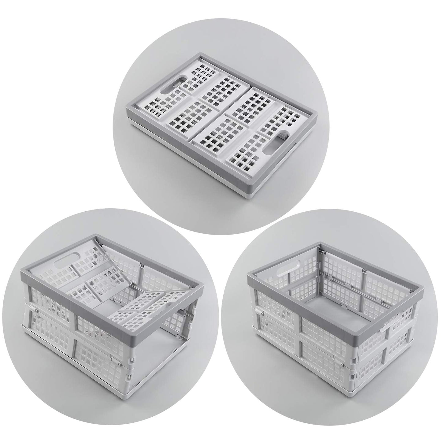 Gitany 3-pack 15 Liter Collapsible Storage Crates, Small Foldable Crate Baskets