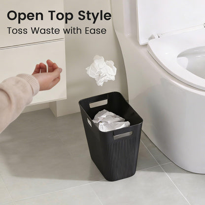 JOYMOOP Slim Trash Can 3-Pack, 2.9 Gallon Plastic Wastebasket for Bathroom, Bedroom, Office, Kitchen with 4 Rolls Bags, Black