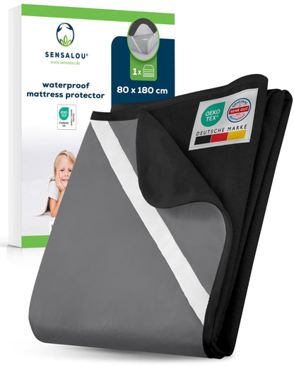 Sensalou Waterproof Mattress Protector 80 x 180 cm Black – Mattress Cover for Single Bed