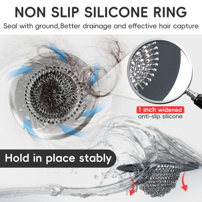 2 Pack WOKDADA Shower Drain Cover, Fast Drainage Hair Catcher for Shower Drain, Reversible 304 Stainless Steel Drain Protector, Fits Shower, Bathtub