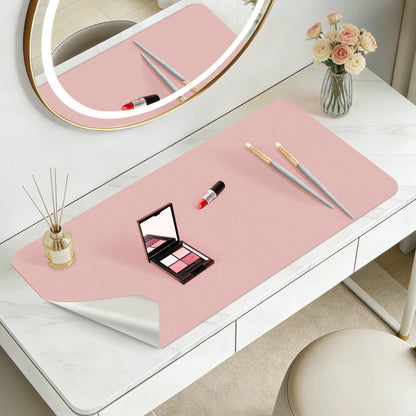 Dressing Table Mat Protector for Makeup Vanity, 50x30cm, Pink and Silver