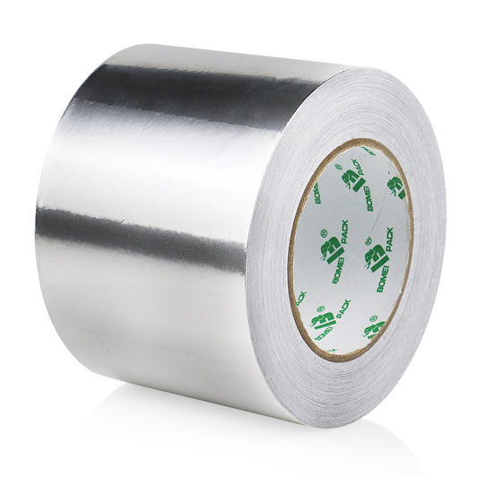 BOMEI PACK Aluminum Foil tape 100mm x 50m for home Heating,Ventilation HVAC air Ducts Repairing Fixing,kitchen Jointing,flame,Cold,heat resistant