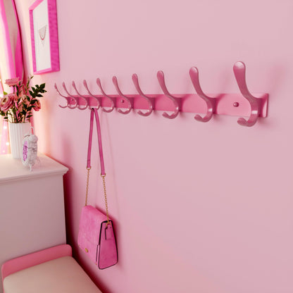 SKOLOO Wall Mounted Coat Rack - 10 Hooks, Heavy Duty, Stainless Steel, Metal Wall Hanger, Sturdy Wall Hooks for Hanging Coat, Jacket, Clothes, Hat