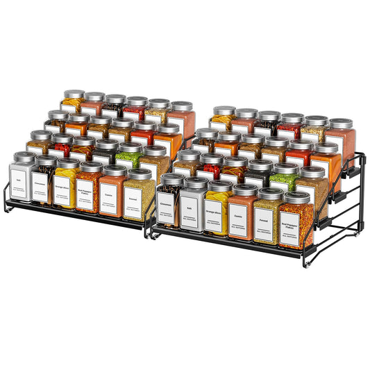 ZDDLOINP 4-Tier Spice Rack for Inside Cupboard, Kitchen Countertop Spice Rack, Depth Adjustable Spice Racks Organiser for Counter, Cupboard, Pantry