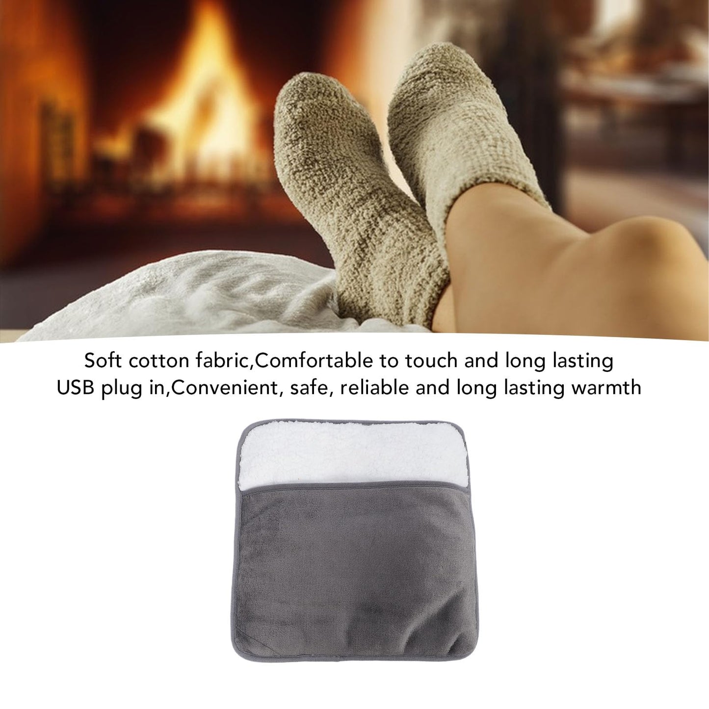 Riuulity Electric Heated Foot Warmer, Soft Cotton USB Plug in Foot Heating Pad for Home Office Travel Provides Cozy Warmth with Cushion Function