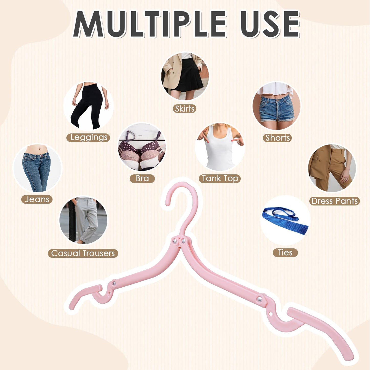 20PCS Folding Clothes Hangers Travel Portable Plastic Coats Hangers 4Colors
