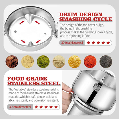 LEJIEYIN Grain Mill Grinder 550g High Speed 25000R/Min Speedy Grinding Overload Protection Mill for Herb/Spice/Nut/Cereal