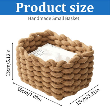JJQHYC Cotton Rope Basket Woven Storage Baskets Brown Rope Desktop Basket Organizer Bathroom Storage Baskets for Cupboard Nursery Decor