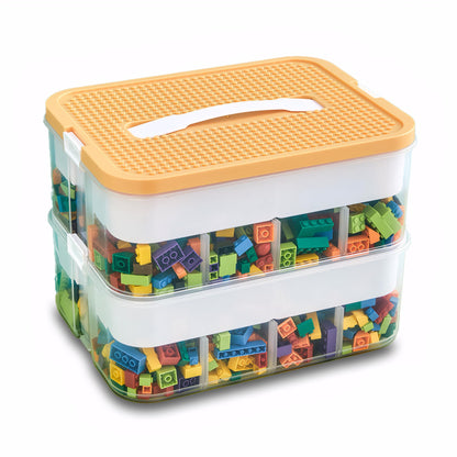 Storage Boxes,Transparent Toy Box Organizer,Stackable Lego Storage Boxes with Lid,Handle,Plastic Multi Compartments Container Chest Case for Storing