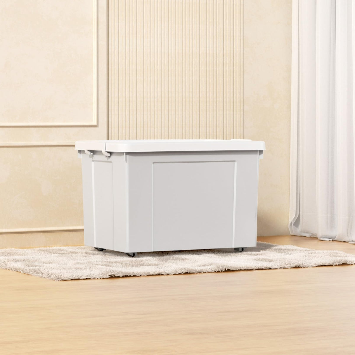Cetomo 90L*3 Storage Boxes, Plastic Storage Box with Lids, Organizing Container with Secure Latching Buckles, Stackable, Nestable