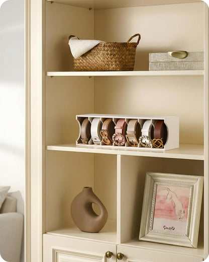 Lolalet Belt Organizer for Closet, Belt Box & Storage Drawer -Cream