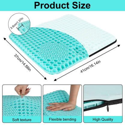 Large Gel Seat Cushion For Long Sitting,Double Thick Honeycomb Cushion With Non-Slip Covers Cushion Chair Seat Pads Gel Car Seat Cushion Breathable