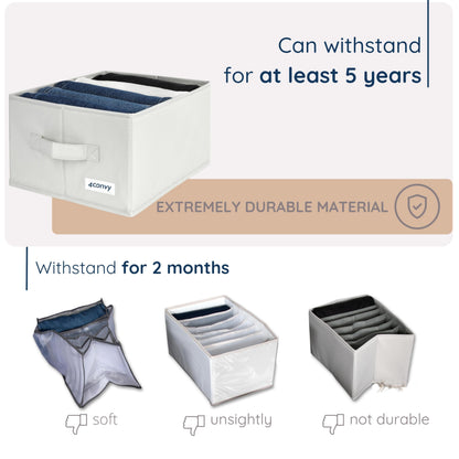 4CONVY Wardrobe Storage Organisers - Drawer Organisers for Clothes - Foldable, Stackable Organising Boxes with Compartments, Dividers and Handles