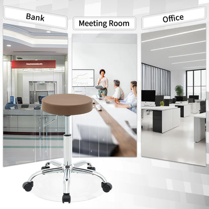 FIRAVOE Backless Rolling Office Stool, Adjustable Swivel Work Chair with Wheels, 49.5–67.6 cm Height