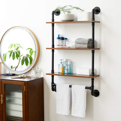 IBUYKE Pipe Floating Shelves, Wall Shelf Outdoor, 60x20x103cm, Decorative Shelving Unit for Wall, Plant Stand, Storage Organiser Shelf for Bedroom,