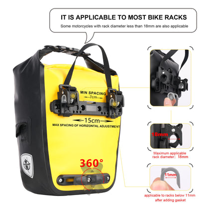 Rhinowalk Bike Pannier Bag 7L Waterproof Bicycle Rear Rack Bag with Shoulder Strap for Touring Cycling