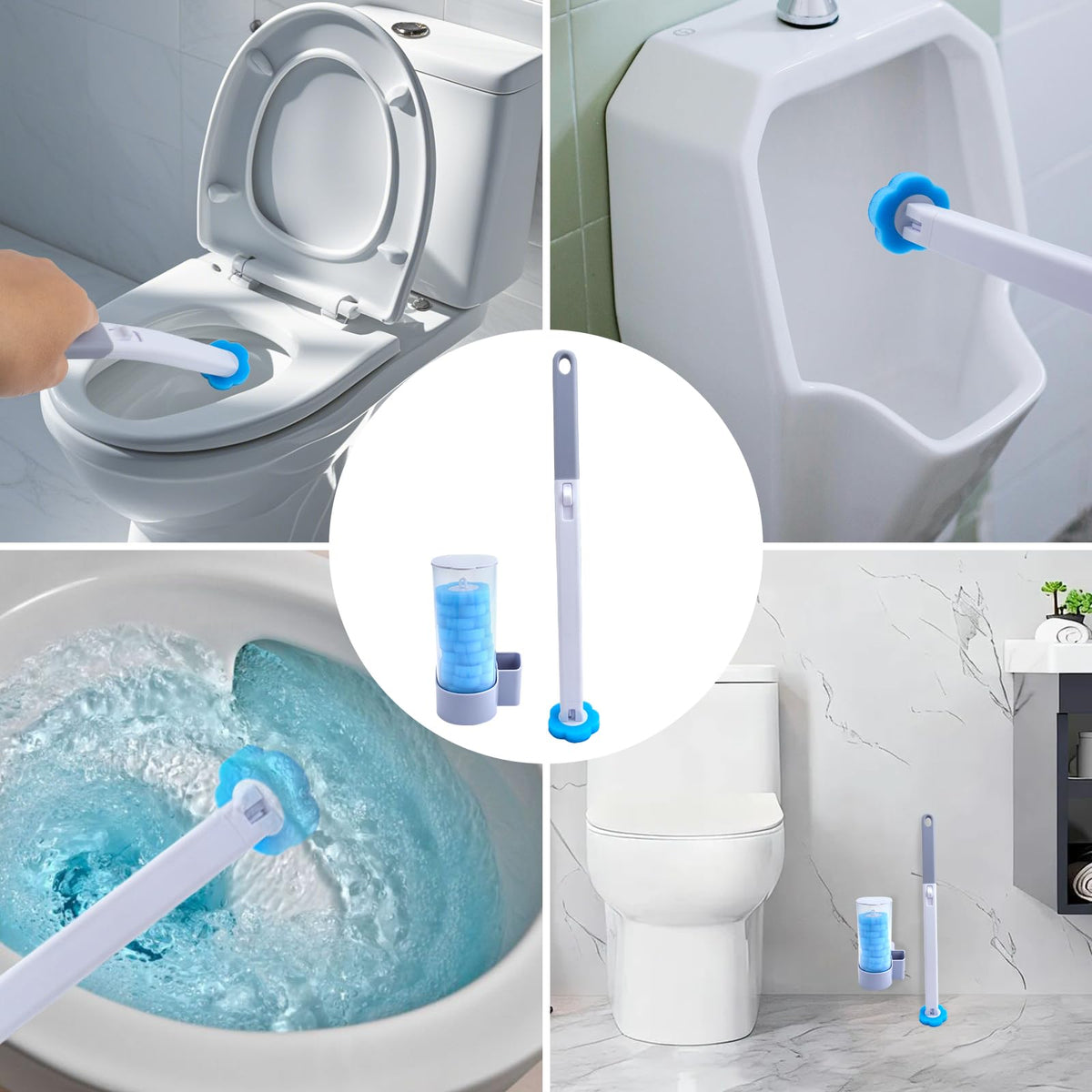 YGNNBC Disposable Toilet Brush, Bowl Toilet Brush with Wall Mounted Holder with 18 Cleaner Refills Limescale Remover Cleaning for Hygienic Bathroom