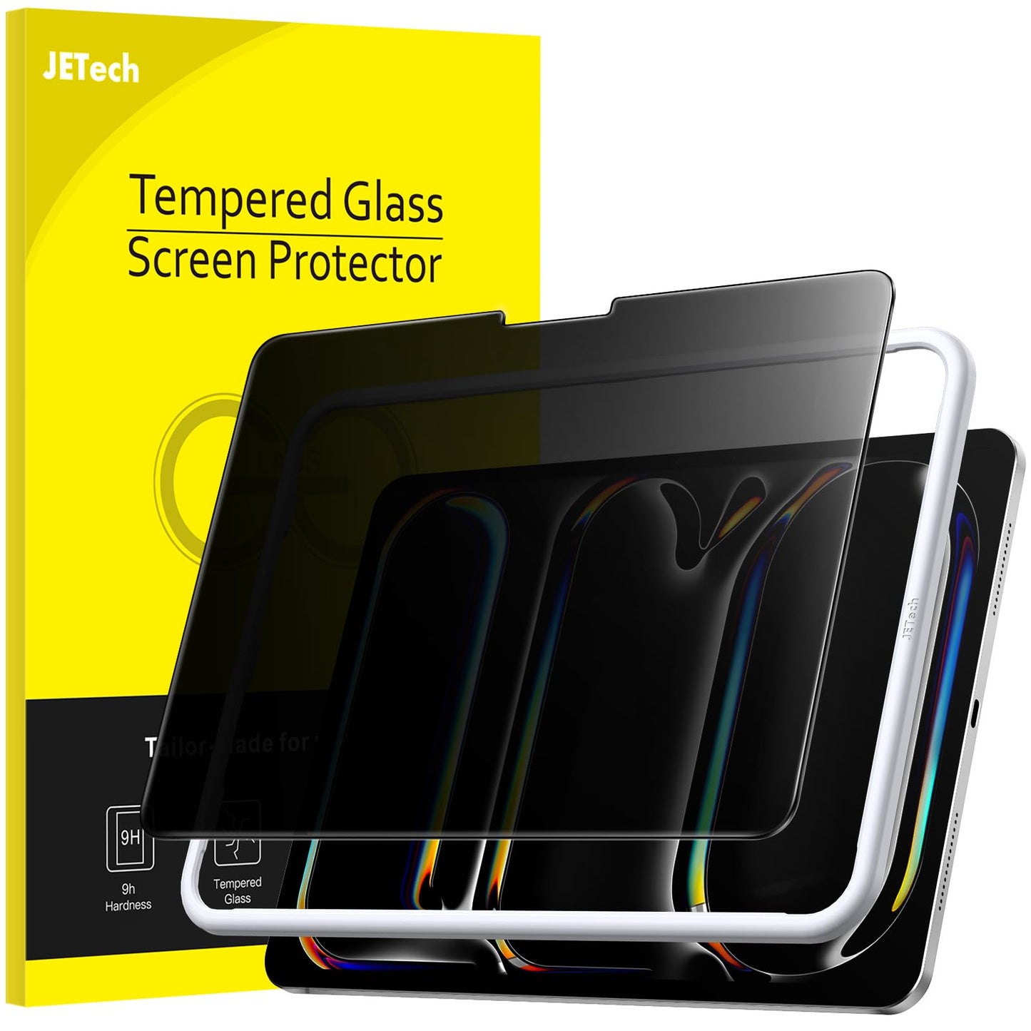 JETech Privacy Screen Protector for iPad Pro 11-Inch M5/M4 (2025/2024) with Easy Installation Tool, Anti-Spy Tempered Glass Film, 1-Pack