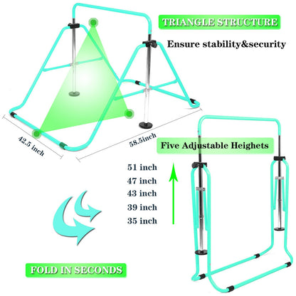 Horizontal Bar Gymnastics Kids Garden Home Reck Stretching Folding Value Gift Set,Expandable Gym Training Bar Equipment Adjustable Height for Boys