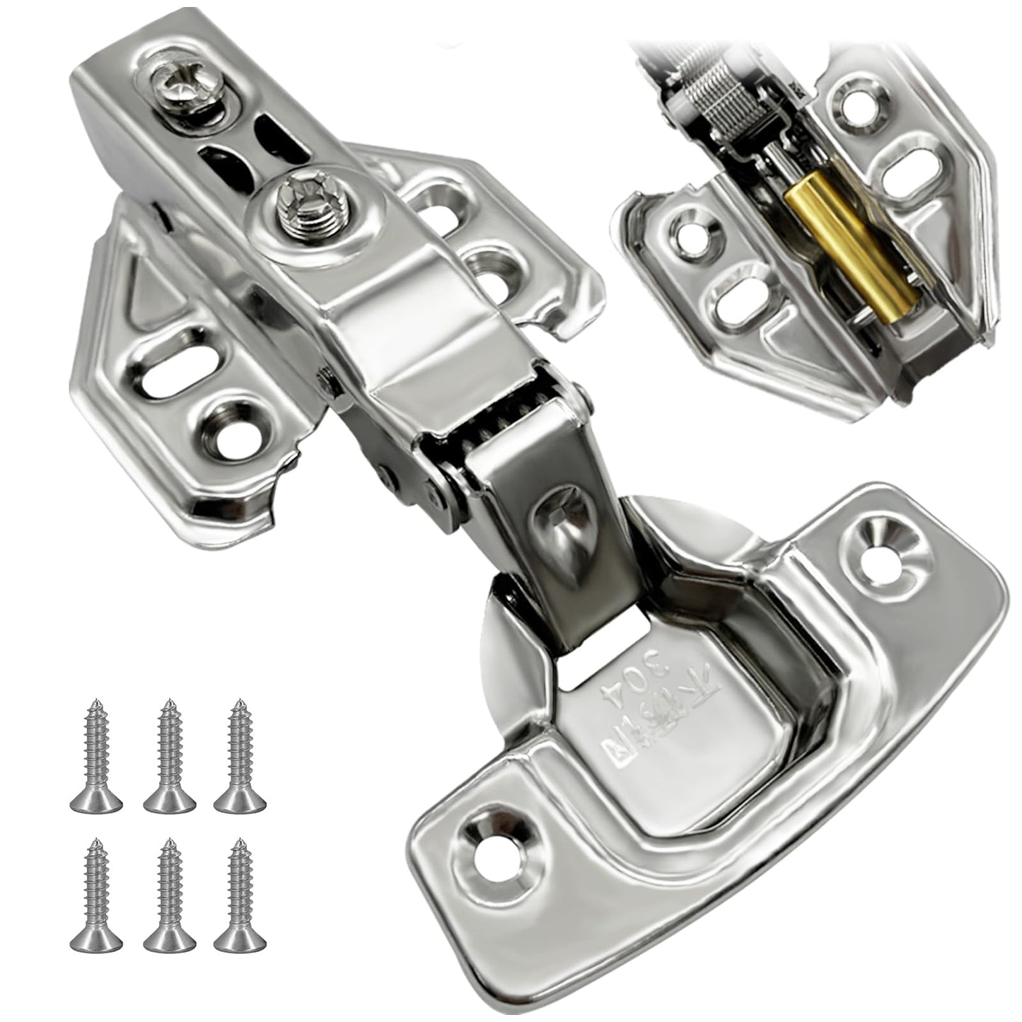12-Piece Soft Close Cabinet Hinges - Full Overlay Concealed Hinges for Kitchen Cupboards, Wardrobe & Furniture (Bathroom Bedroom Dining Room),