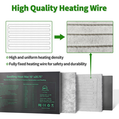 HYDGOOHO Seedling Heat Mat 6 Pack,Waterproof Heat Mat for Seed Starting,10 x 20.75in Plant Heating Mats for Seedling Germination,Hydroponic Reptile