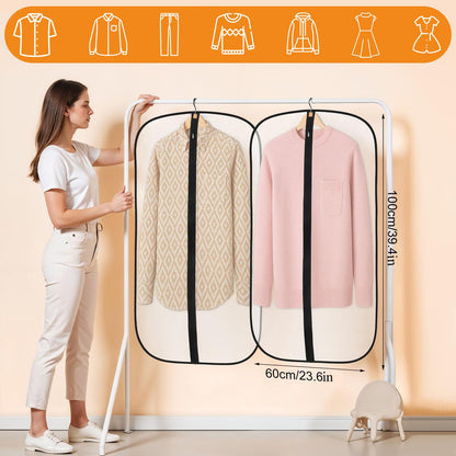 6 Pack Garment Bags, PEVA Translucent Clothes Covers, Suit Bag 40in