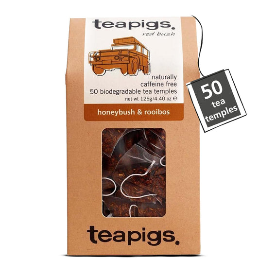 Teapigs Honeybush & Rooibos Tea - Naturally Caffeine-Free South African Herbal Tea - Whole Leaf Red Bush & Honeybush Blend - 50 Biodegradable Tea