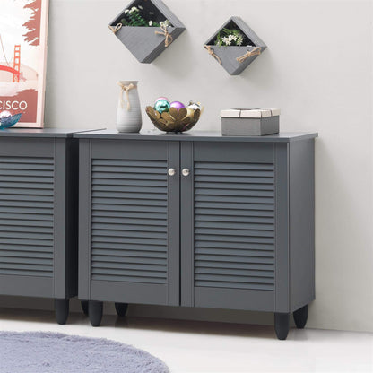 Timber Art Design UK Shoe Storage Cabinet with 2 Doors Modern Footwear Stand Rack Unit Space Saver Cupboard Storage Organizer for Living Room