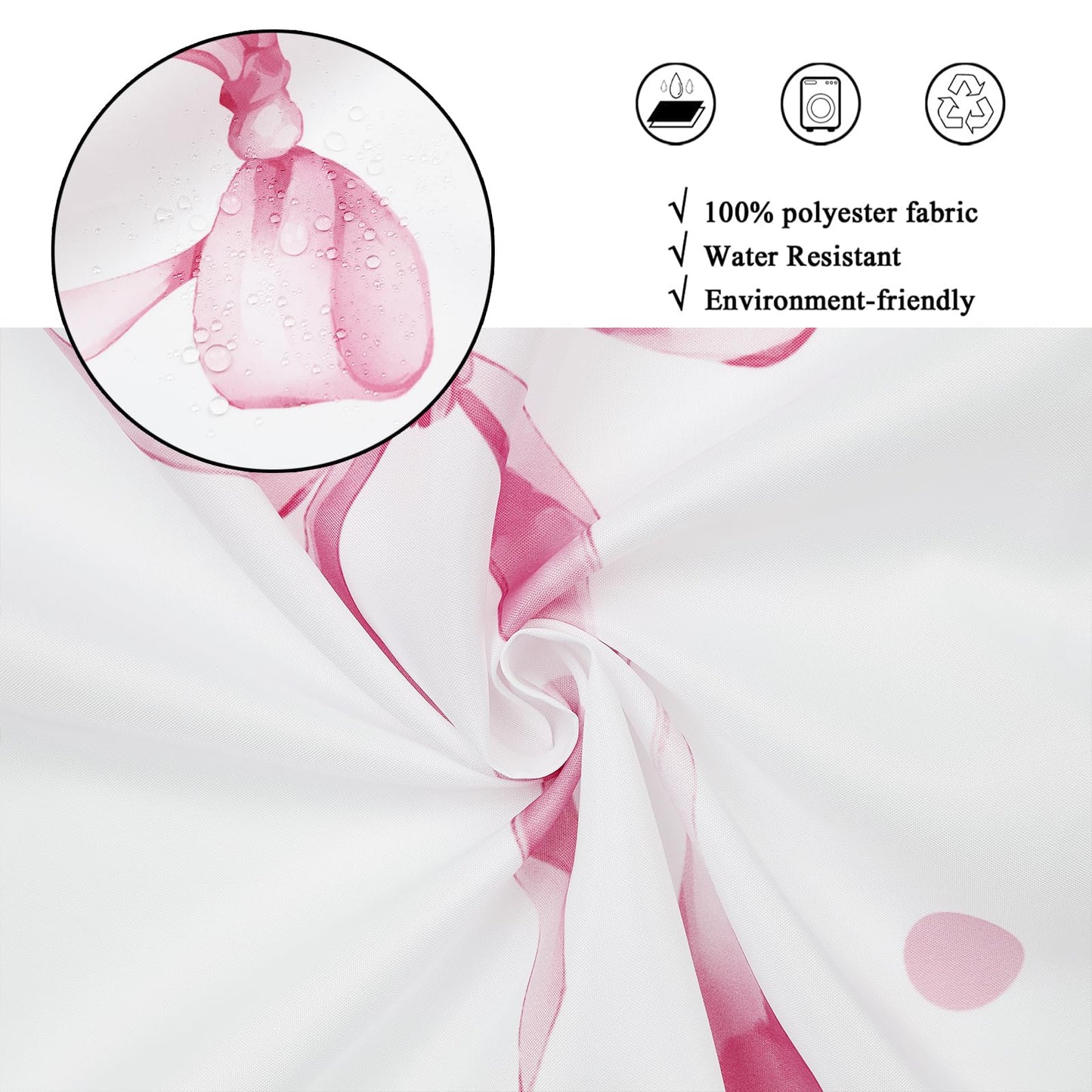 GCIREC Shower Curtain, 180x200cm, Pink Cute Aesthetic Bowknot Bows Waterproof Fabric Machine Washable Bathroom Curtain with Hooks