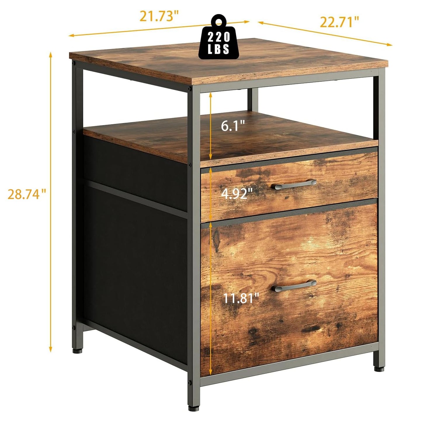 Herture Mini Fridge Stand with 3 Storage, Mini Fridge Cabinet, Beverage Fridge Table, Heavy Duty 55.2cm L * 57.68cm W Tabletop, for Dorm