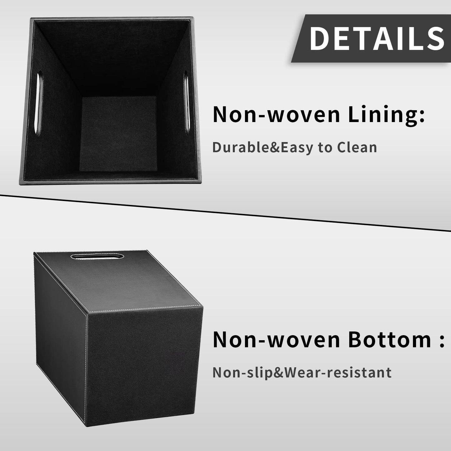 GORESE Office Square Waste Paper Bin Leather Modern Design Waste Paper Bin for Kitchen, Bathroom, Office (Black)