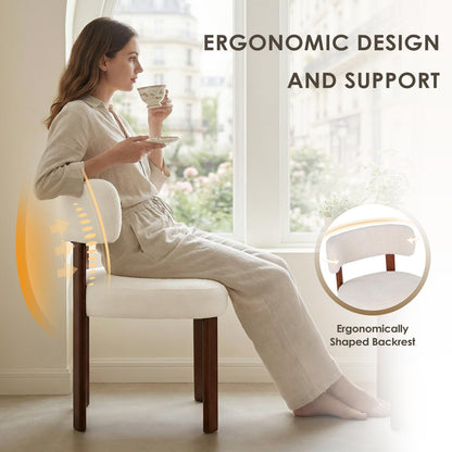 COLAMY Wooden Dining Chairs Set of 6, Fabric Chairs for Dining Room with Open Curved Backrest and Thick Seat Cushion