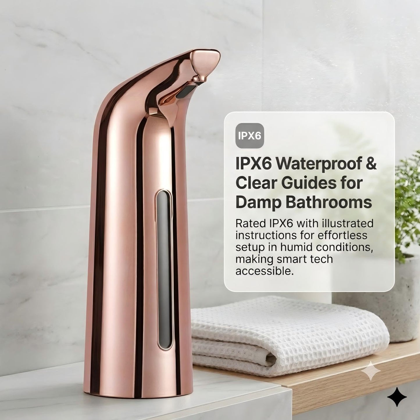 Automatic Soap Dispenser: 4 Adjustable Settings & Touch-Free Sensor, 400ml, IPX6 Waterproof, Long Battery Life, for Families with Kids