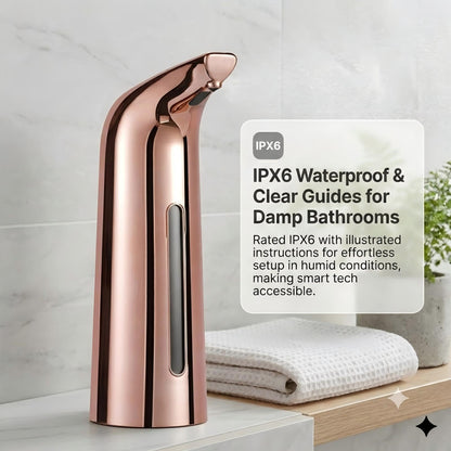 Automatic Soap Dispenser: 4 Adjustable Settings & Touch-Free Sensor, 400ml, IPX6 Waterproof, Long Battery Life, for Families with Kids