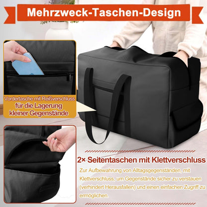 DSDCDJ Large Storage Bag, Heavy-Duty Moving Bags with Zips Handle, Black., 70x30x45cm, Nylon