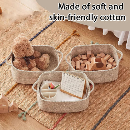 LUFEIS Cotton Rope Storage Basket, 3 Pack Storage Baskets for Shelves, Decorative Woven Baskets for Towels, Books, Toys