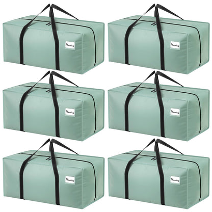 Dntorx 6 Pack 90L Moving Bags with Zips, Heavy Duty, Green