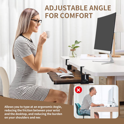 xiruiubao Removable Keyboard Holder, Extendable and Silent Keyboard Tray for Office, PC Keyboard Support with Large C Clamp, 235 mm x 22 mm Iron