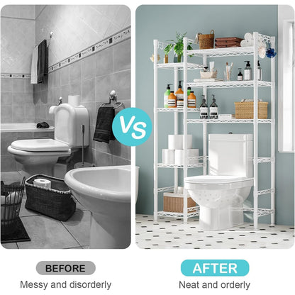 Wooruy Over the Toilet Storage Rack with Adjustable Shelves Bathroom Shelf