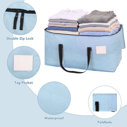 Dntorx 4 Pack 90L Moving Bags,Waterproof Moving Boxes with Zips,Light Blue
