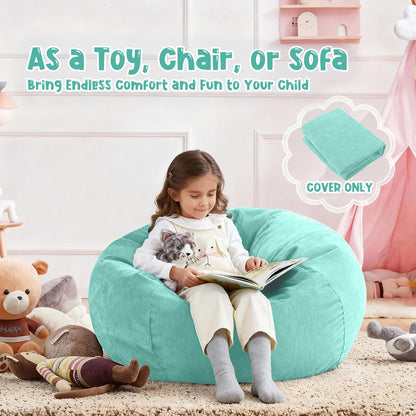 Nobildonna Bean Bag Chair Cover (No Filler) for Kids Beanbag Stuffed Animal Storage Without Filling Plush Toys Holder and Organizer Soft Premium