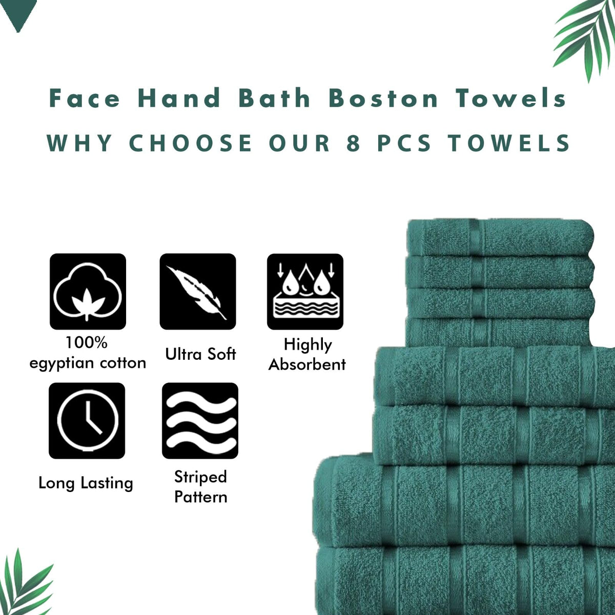FAIRWAYUK 8-Piece Towels Bale Set for Bathroom, Ultra Soft Premium Quality Water Absorbent Towel Gift Sets, 100% Egyptian Cotton