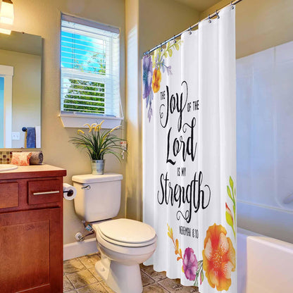 Woutay Shower Curtain Mould Proof Resistant Joy of The Lord Is My Strength,Water Repellant Fabric,Polyester,Size 180x180CM