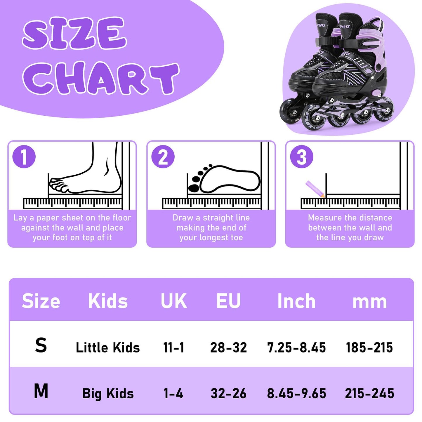 Kids Inline Skates for Girls Boys, Roller Skates Kids Adjustable with Light Up Wheels for beginners boys girls. (Medium (UK 1-4))