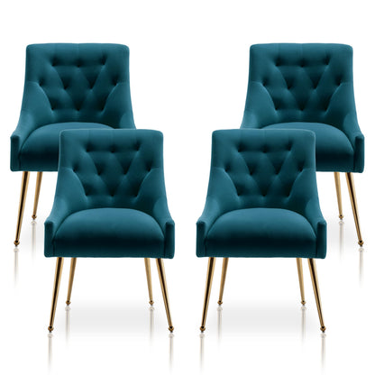SEYNAR Dining Chair Set of 2,Modern Velvet Dining Chairs with Gold Legs,Elegant Tufted Accent Chairs for Reception, Living Room or Study Room
