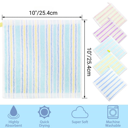 Pumtus 20 Pack Small Face Wash Cloths, 25x25 cm Cotton Soft Hand Towel, Comfortable Striped Fingertip Towel for Sensitive Skin