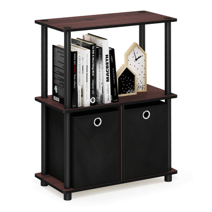 Furinno TURN-N-TUBE Storage Shelves, 3-Tier Toolless Book Shelf with Storage Bins, Display Shelf, for Organization and Storage, Living Room, Garage
