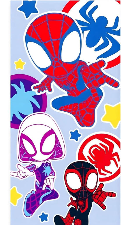 BrandMac Spidey Beach & Bath Towel 70x140 cm, 100% Cotton | Soft & Absorbent Kids Bath & Swim Towel | Marvel Spiderman Design Colorful Towel