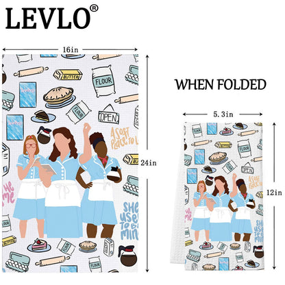 LEVLO Waitress Musical Kitchen Towel Jenna ＆ Becky ＆Dawn Fans Gift She Used to Be Mine Tea Towel Broadway Waitress Housewarming Gift (Flour Towel)