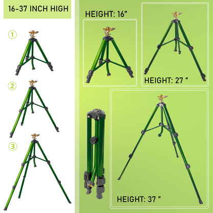 Hourleey Impact Sprinkler on Tripod Base, Heavy Duty Brass Sprinklers for Yard Lawn Garden, 0-360 Degree Large Area Coverage, 3/4 Inch Connector